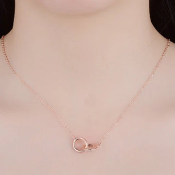 Fashion Zircon Geometric Shape Double Ring Necklace
