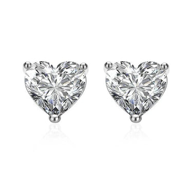 Fashionable Simple And Cute Single Diamond Heart-shaped Stud Earrings