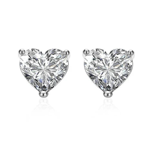 Fashionable Simple And Cute Single Diamond Heart-shaped Stud Earrings
